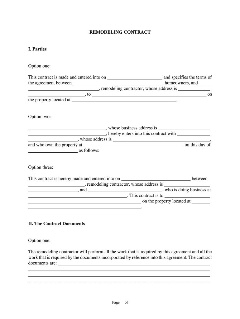 Construction Contract Document For Plumbing