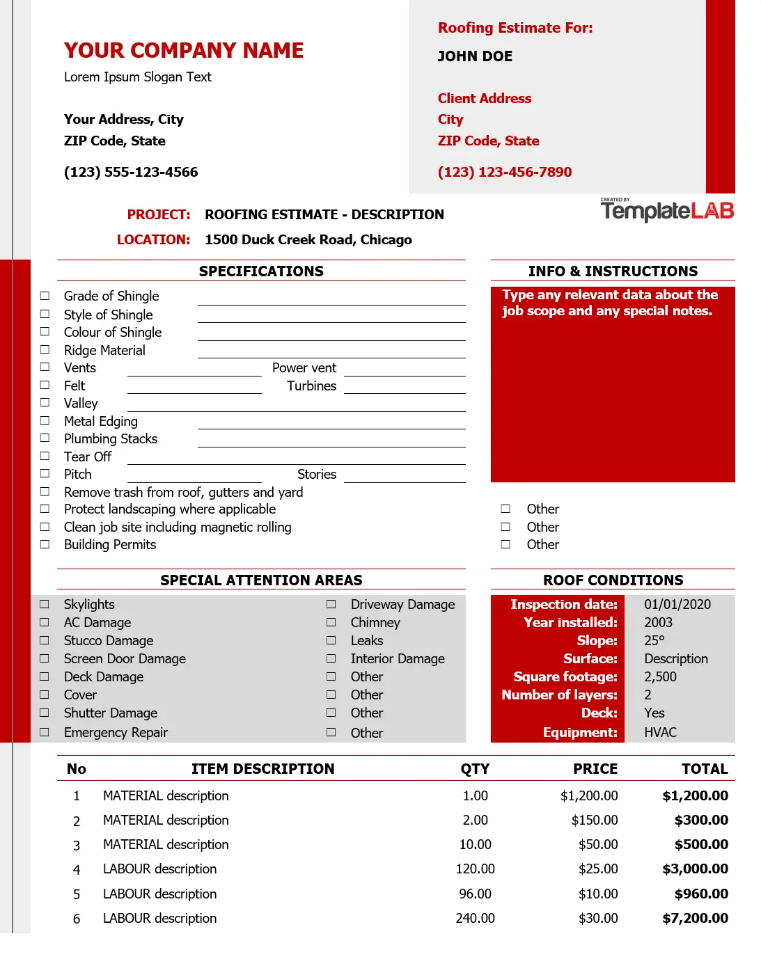 Download Roofing Estimate Template in 2020