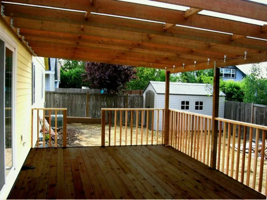 How To Build A Deck Roof Step By Wood Awning Over Diy Retractable ...