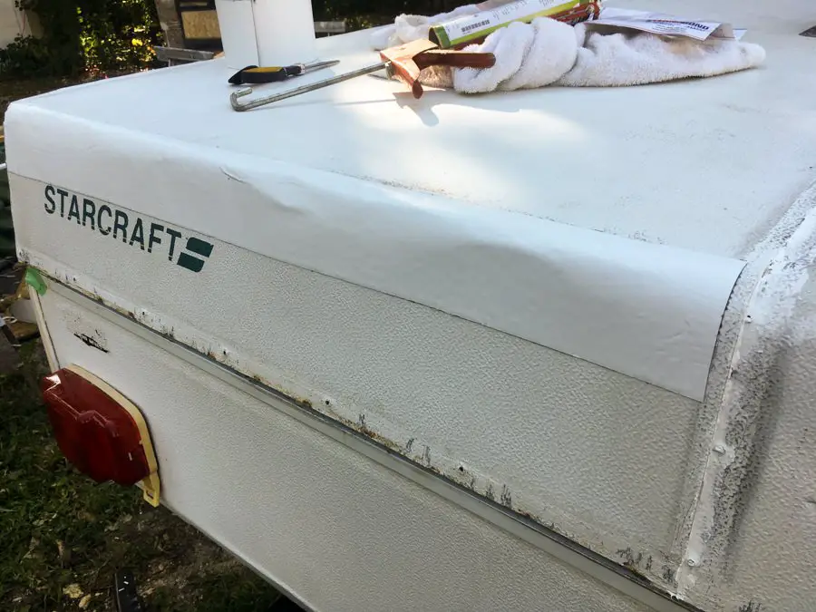 how to replace or repair the skin on a pop up camper roof