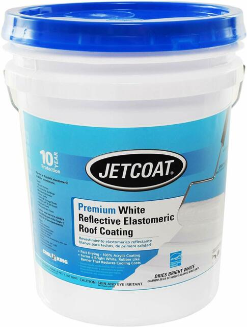 Jetcoat Cool King Elastomeric Acrylic Reflective Roof Coating, White, 5 ...