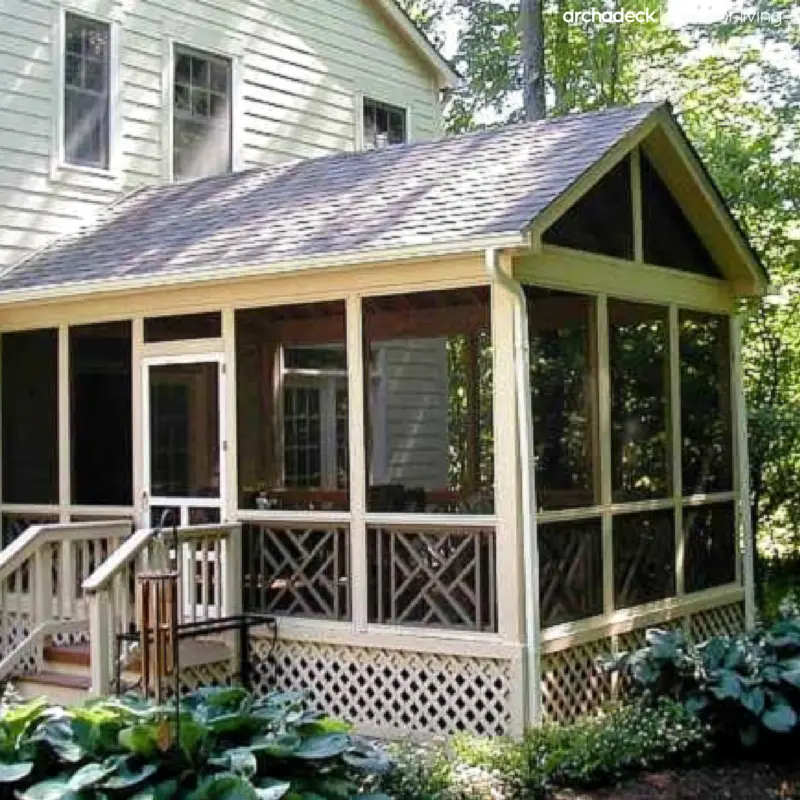 Lovely, forever classic, traditional screen porch with Chippendale ...