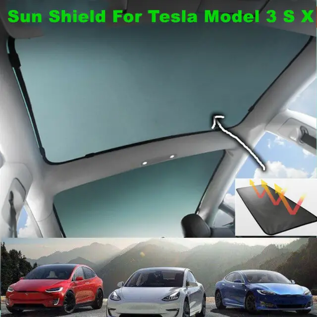 Panoramic Roof Sunshade Sun Visor Shield Shade Mesh Roof For Tesla ...