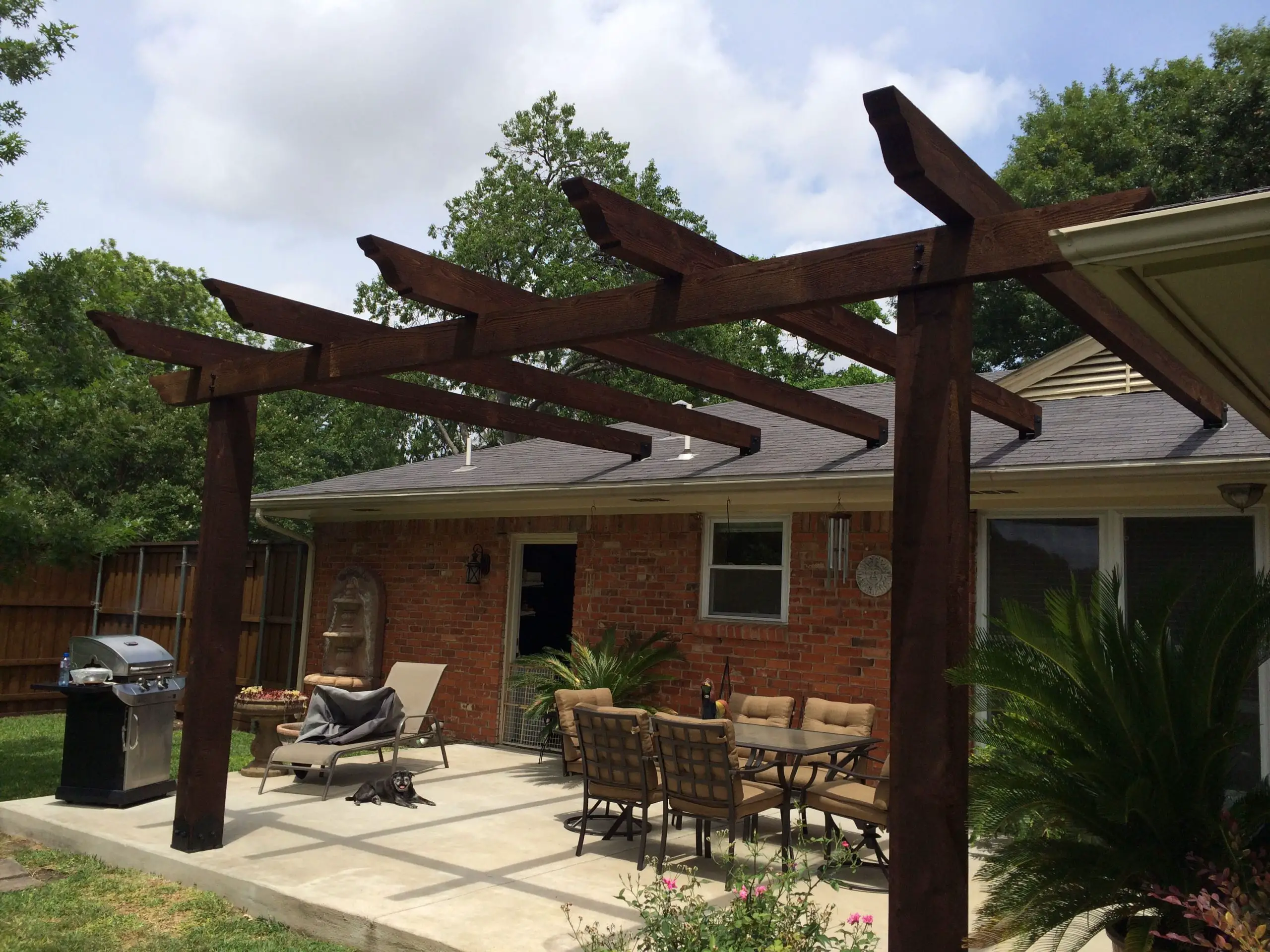Pergola attached to roof.