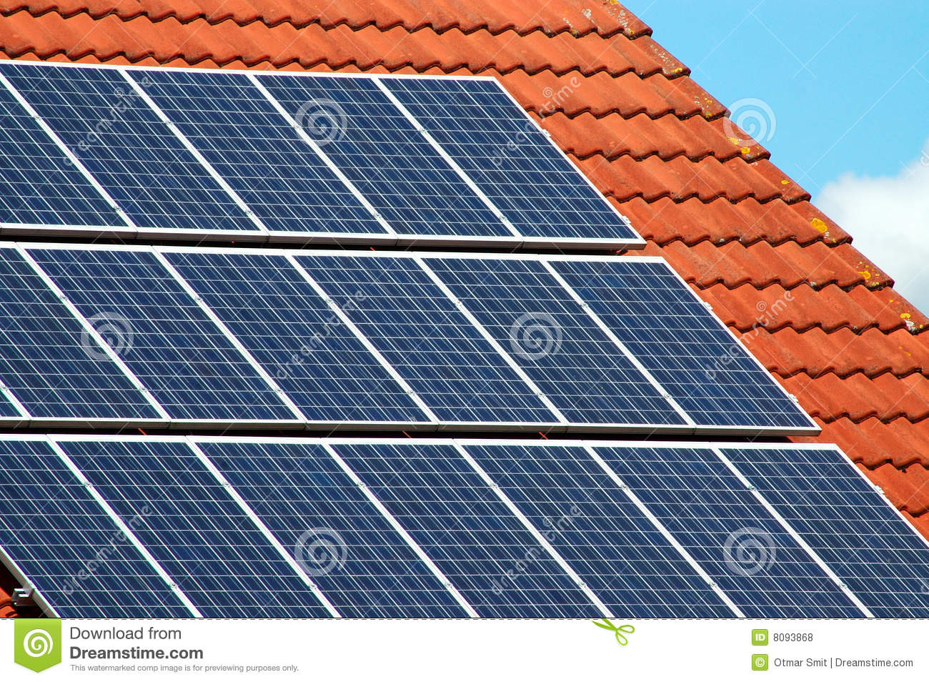 Solar Panels Of A Roofing Tile Stock Photo