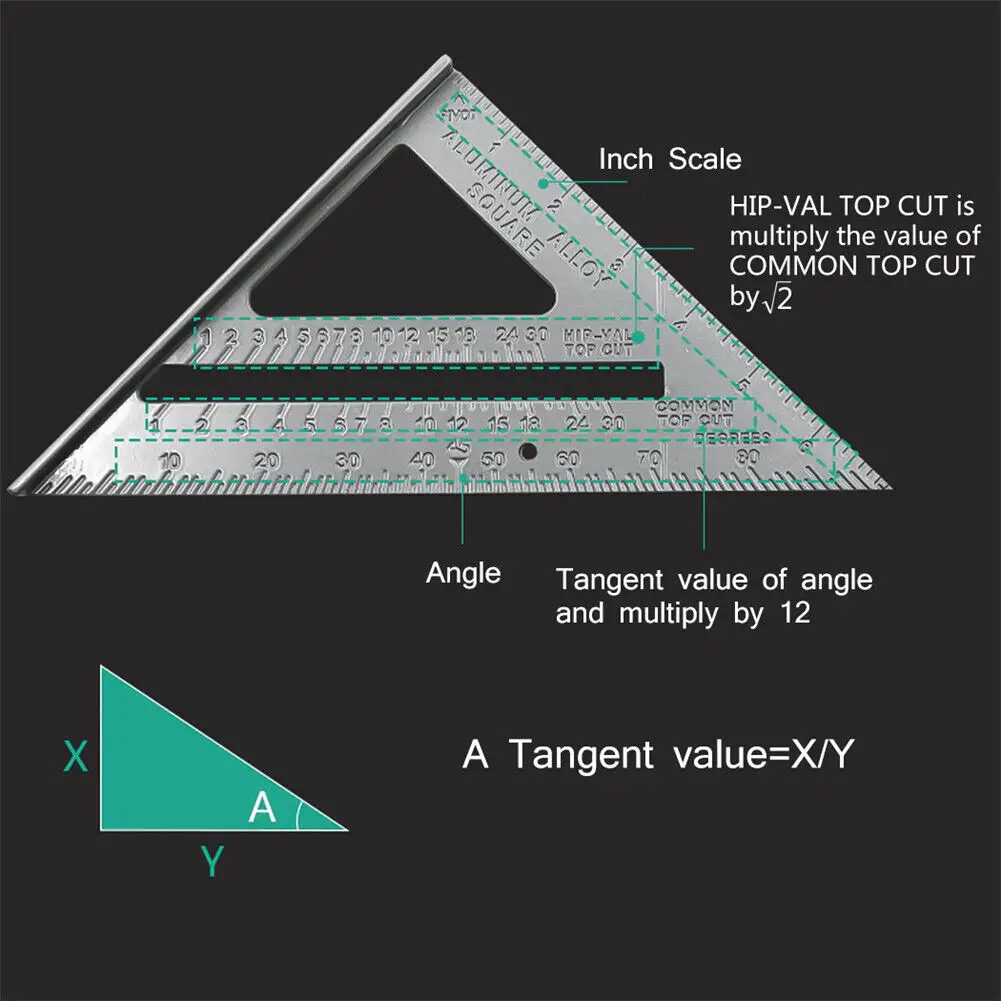 Speed Square/Roofing/Rafter Angle Triangle Guide Quick Measure 7 ...