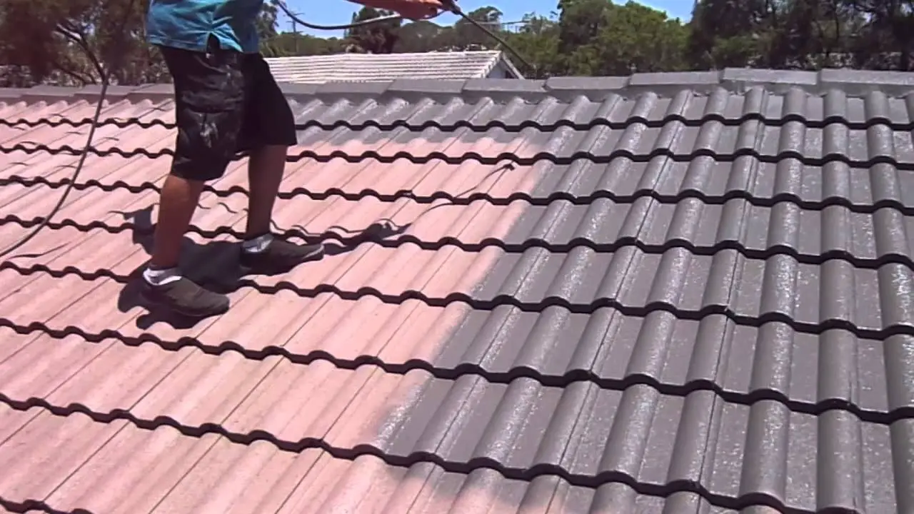 Spray Painting a Residential Roof