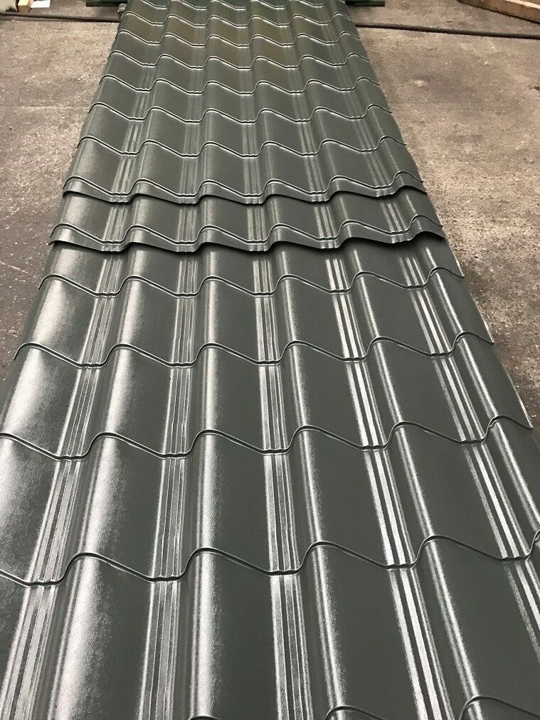 Tile effect roofing sheets, slate grey polyester