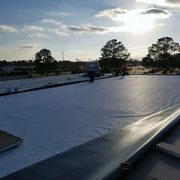 white TPO membrane roof system â Andrews Roofing